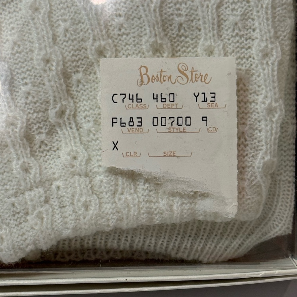 Vintage 1970s 1980s Novelty Knit Infant 3 Piece Sweater Bonnet Bootie Set NEW - Picture 3 of 7